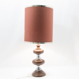 Lampe en bois tourné et chrome