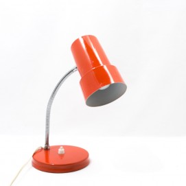 Lampe de bureau en tôle laquée orange