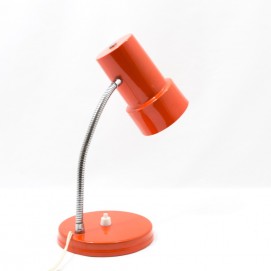 Lampe de bureau en tôle laquée orange