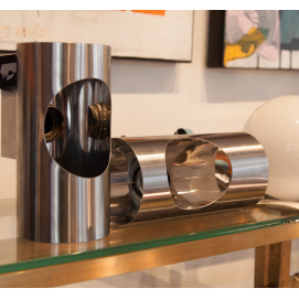 Paire d'appliques en inox