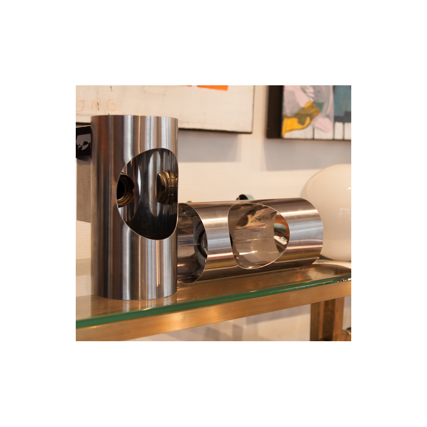 Paire d'appliques en inox