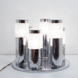 Cylindres lumineux - Luminaire constitué de tubes chromés