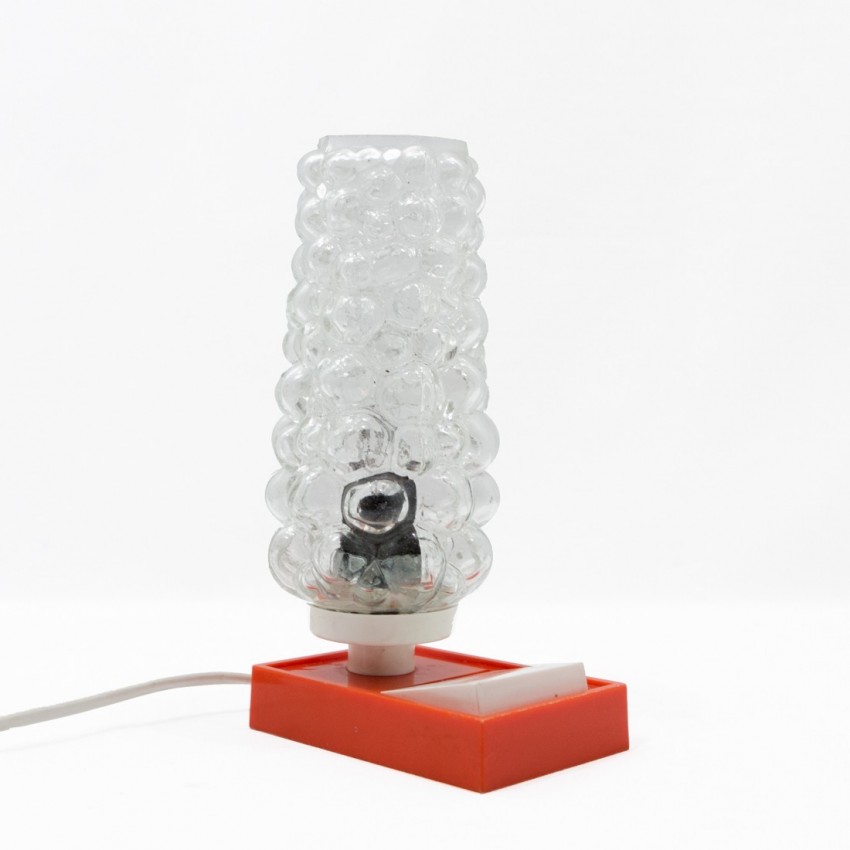 Lampe de chevet en plastique et verre bullé