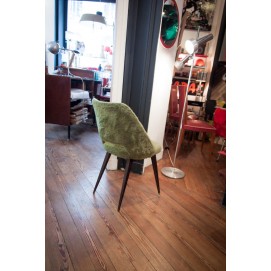 Fauteuil moumoute vert vintage et son coussin