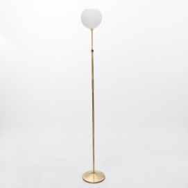 Lampadaire ajustable en laiton et globe en verre