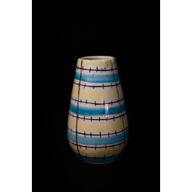 Vase en porcelaine bleu et jaune