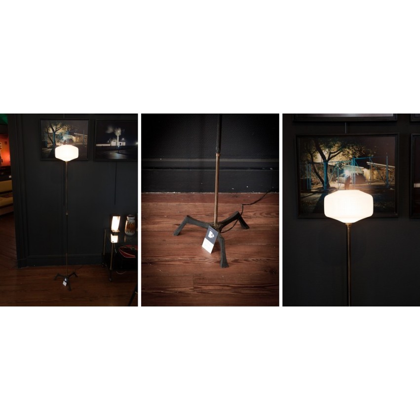 Lampadaire fer/opaline