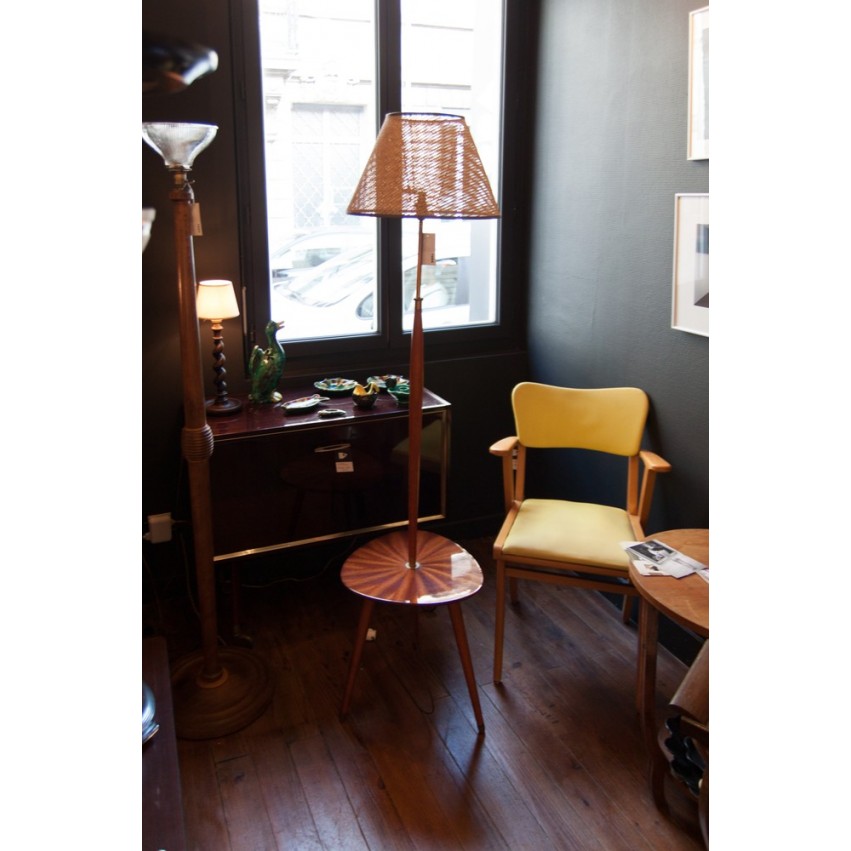 Lampadaire tablette marquetée