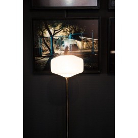 Lampe sur pied fer/opaline