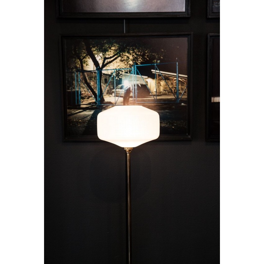 Lampe sur pied fer/opaline