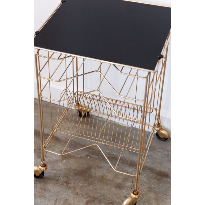 Tablette roulante range-disques vintage