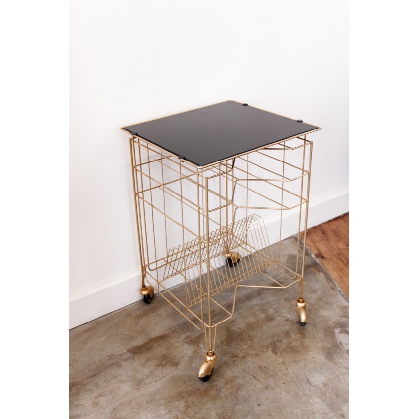 Tablette roulante range-disques vintage