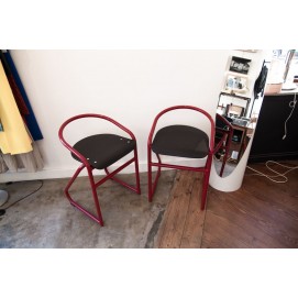 Chaises d'atelier en tube rouge