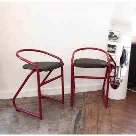 Chaises d'atelier en tube rouge