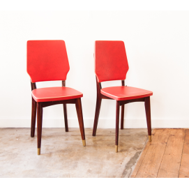 Paire de chaises rouges et vintage