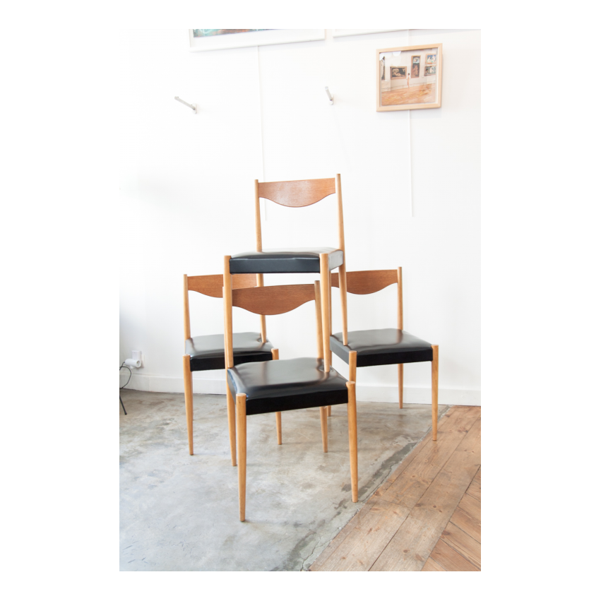 Chaises bois/Skaï vintage