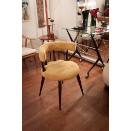 Fauteuil  moumoute bois/jaune