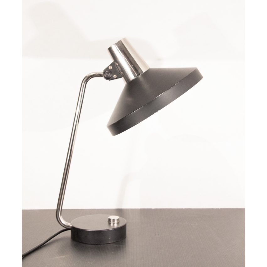 Lampe de bureau noire et chromée