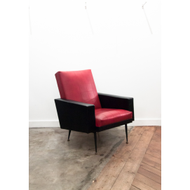 Fauteuil noir et rouge vintage - DODA