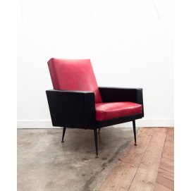 Fauteuil noir et rouge vintage - DODA