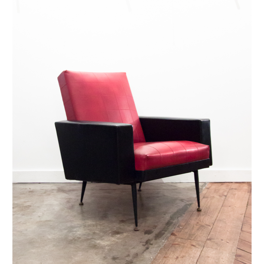 Fauteuil noir et rouge vintage - DODA