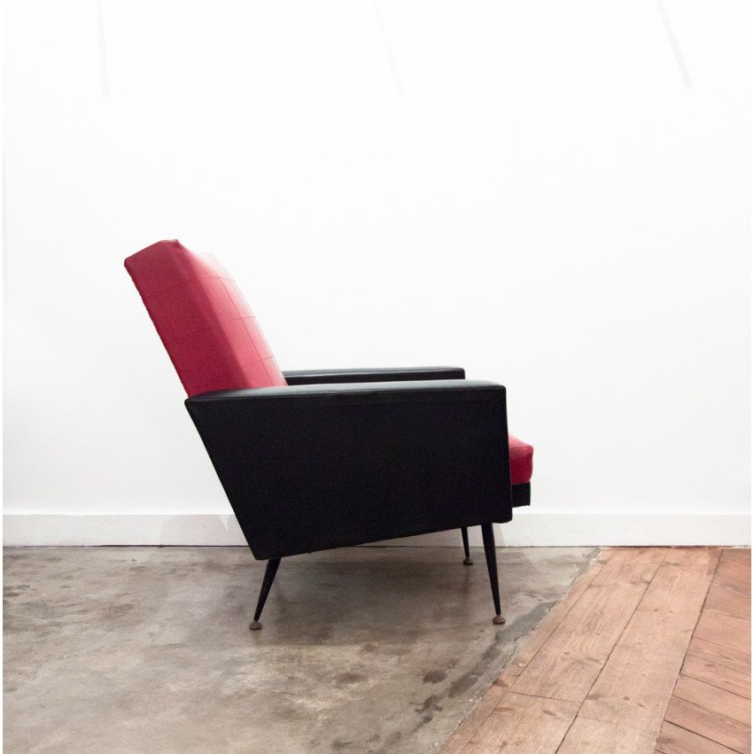 Fauteuil noir et rouge vintage - DODA