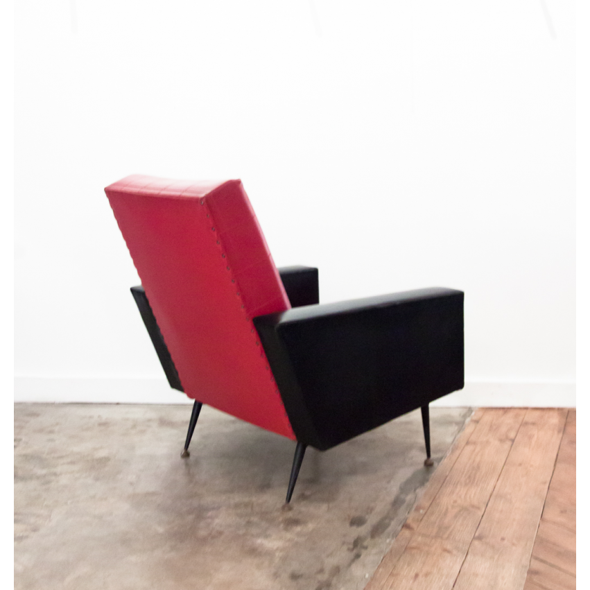 Fauteuil noir et rouge vintage - DODA