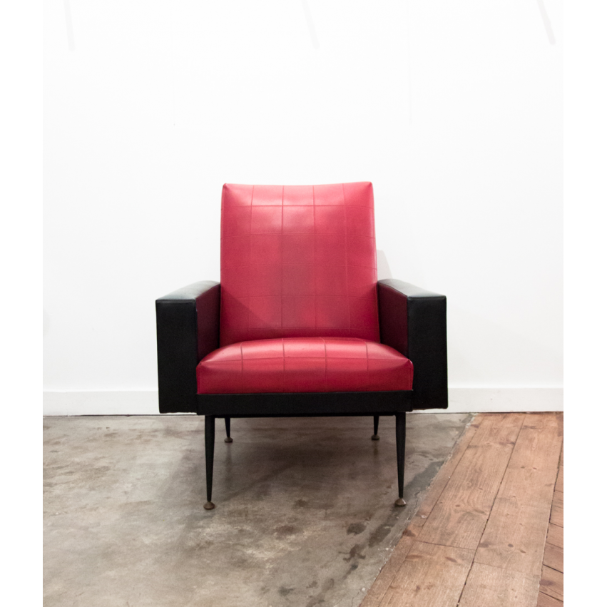 Fauteuil noir et rouge vintage - DODA