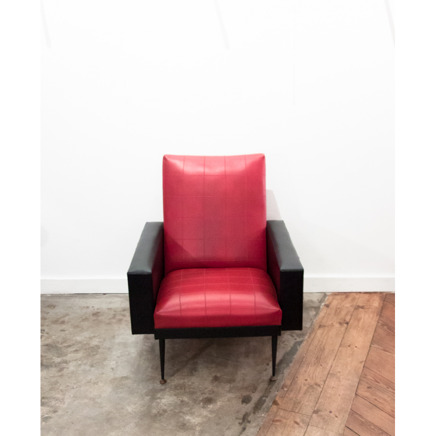 Fauteuil noir et rouge vintage - DODA